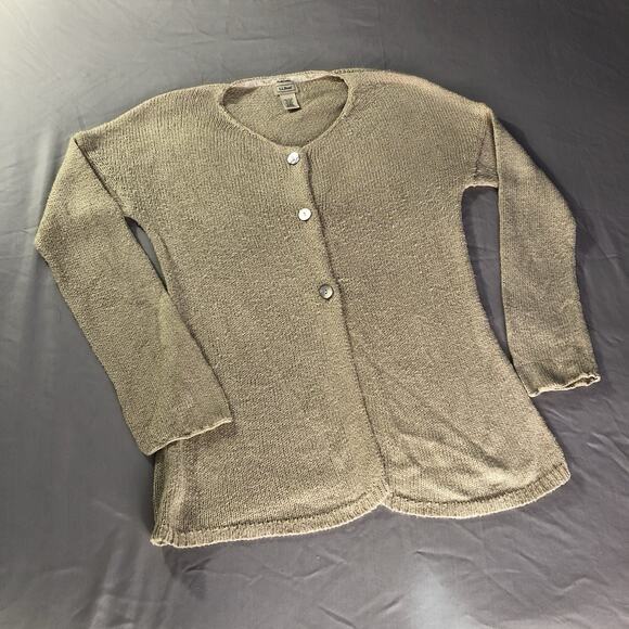 Vintage Women's LL Bean Linen Knit Cardigan Shell Buttons Women’s Size Large - Picture 1 of 9